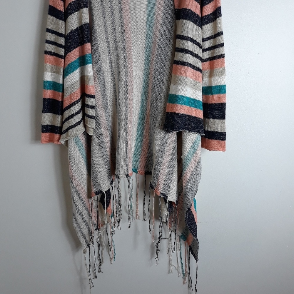 Full Tilt| Striped Open Front Hooded cardigan - Picture 4 of 6
